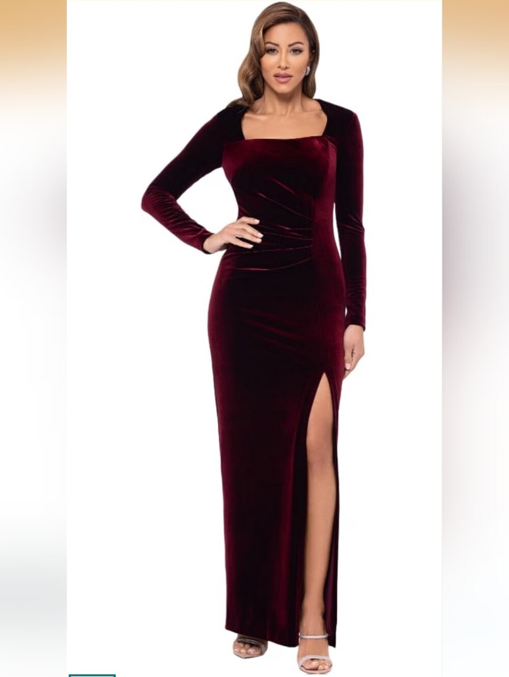 Xscape Burgundy Velour Dress